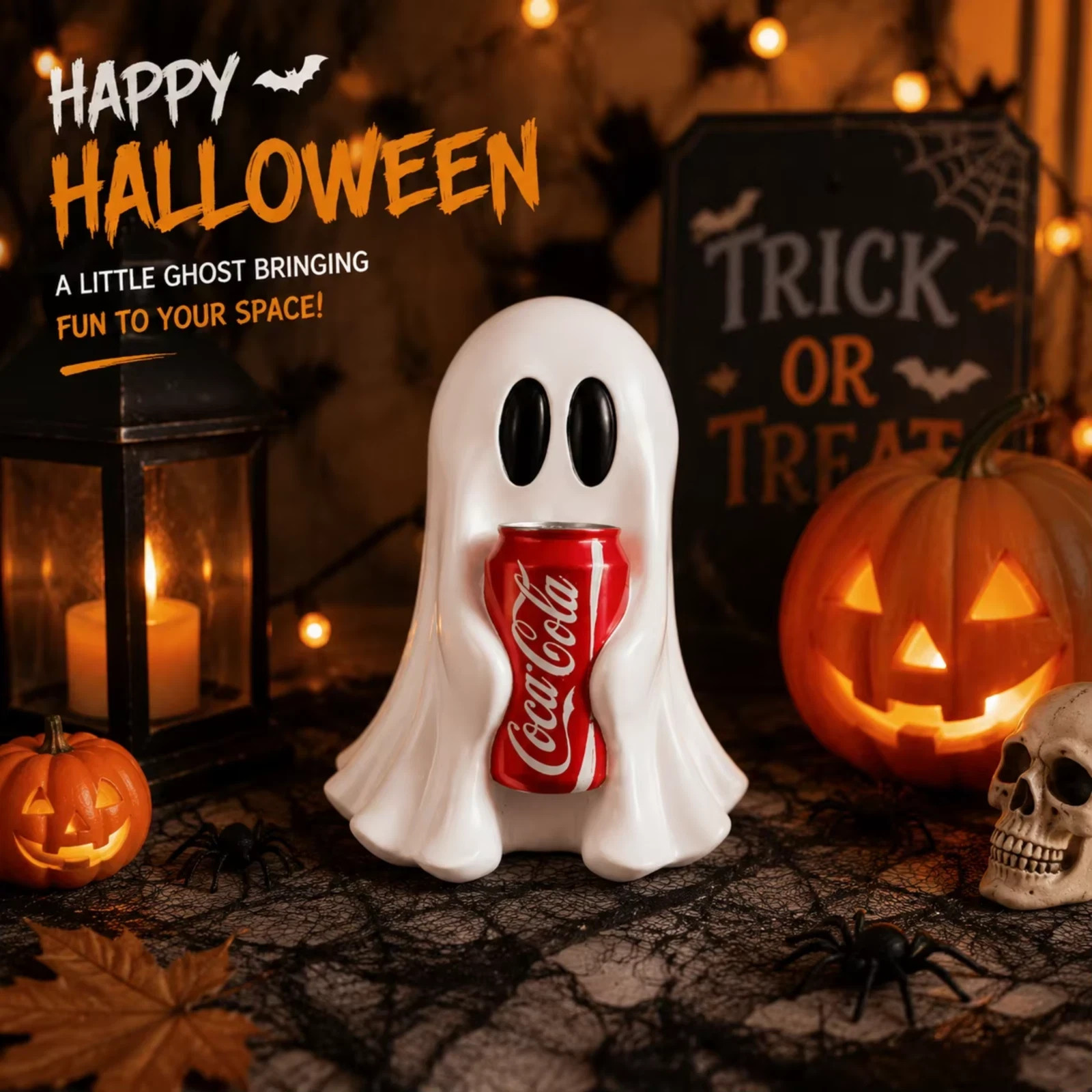 New COCA-COLA Ghost Figurine Holding Coke Can Halloween No drinks New COCA-COLA Ghost Figurine Holding Coke Can Halloween No drinks