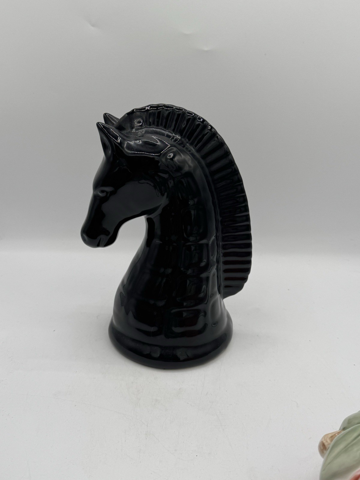 Black Horse Head Bust Chess Piece Figurine Statue Decor Ceramic MCM Midcentury Black Horse Head Bust Chess Piece Figurine Statue Decor Ceramic MCM Midcentury