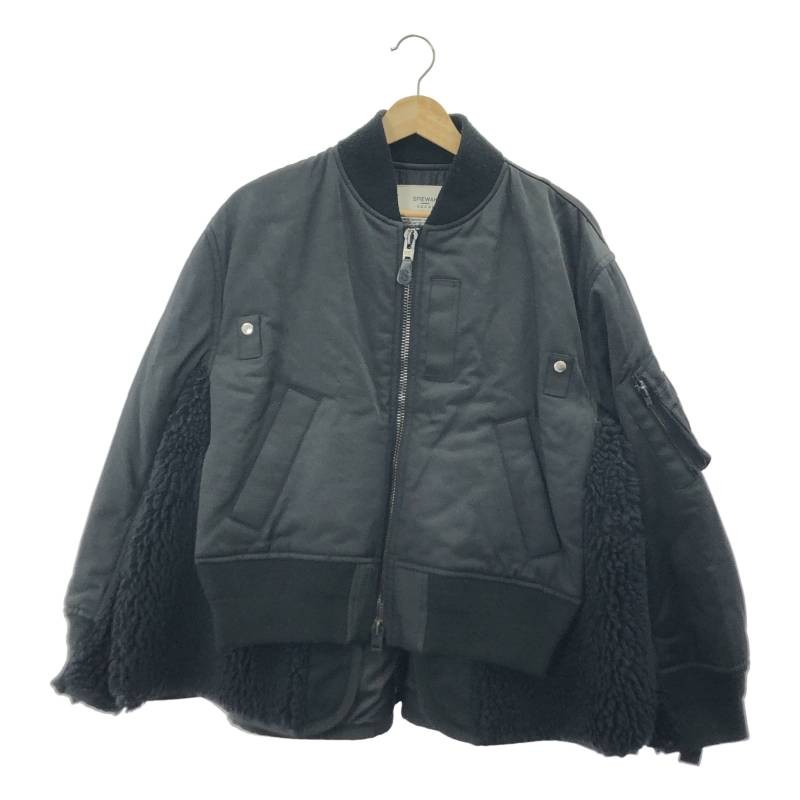Sacai 2024Aw Spiewak/Ma-1 Blouson Fleece Changeover Padded 2 Black Ladies
