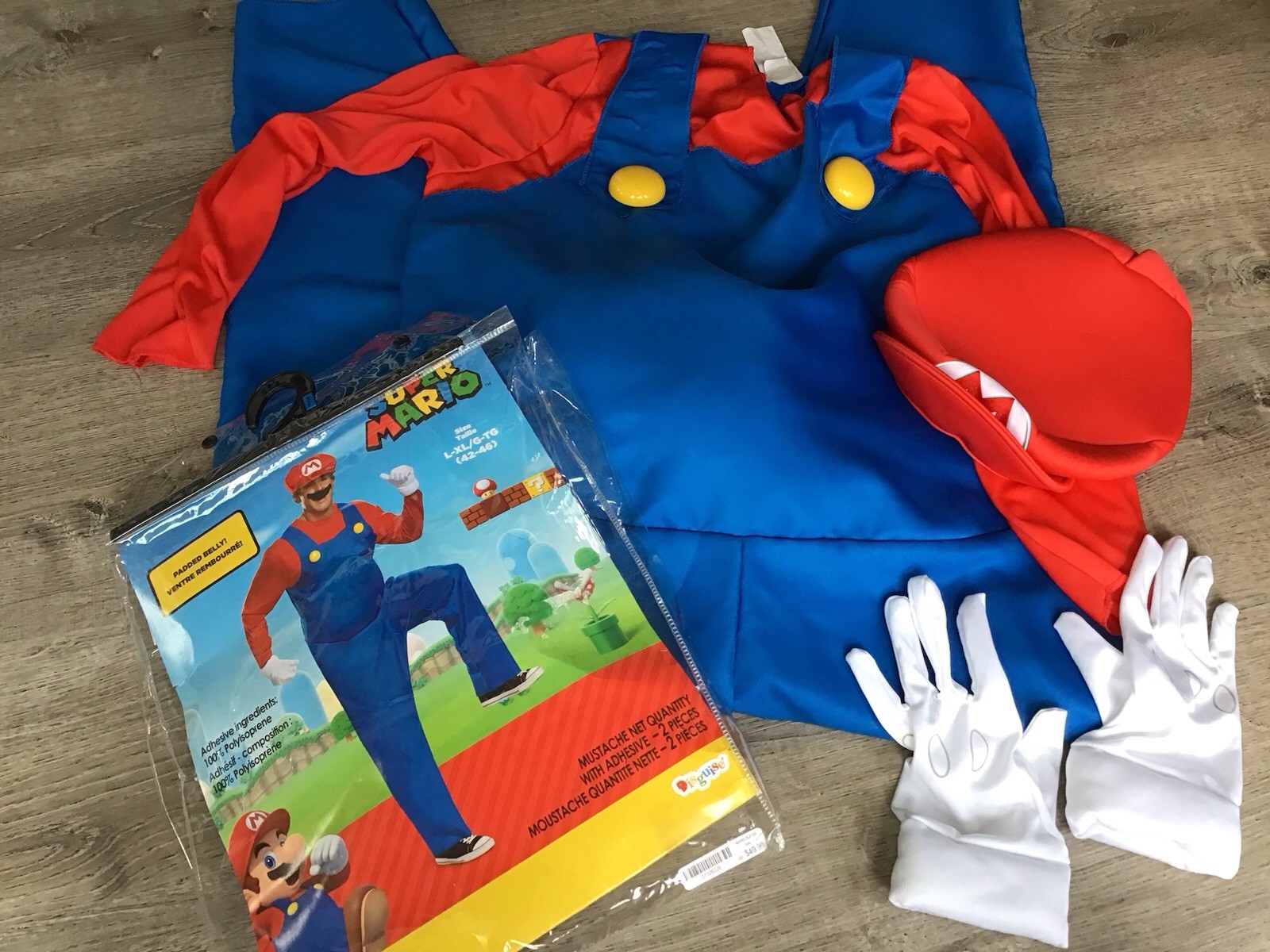 Disguise Mario Deluxe Adult Costume Size large / xl 42-46 Full Outfit Padded