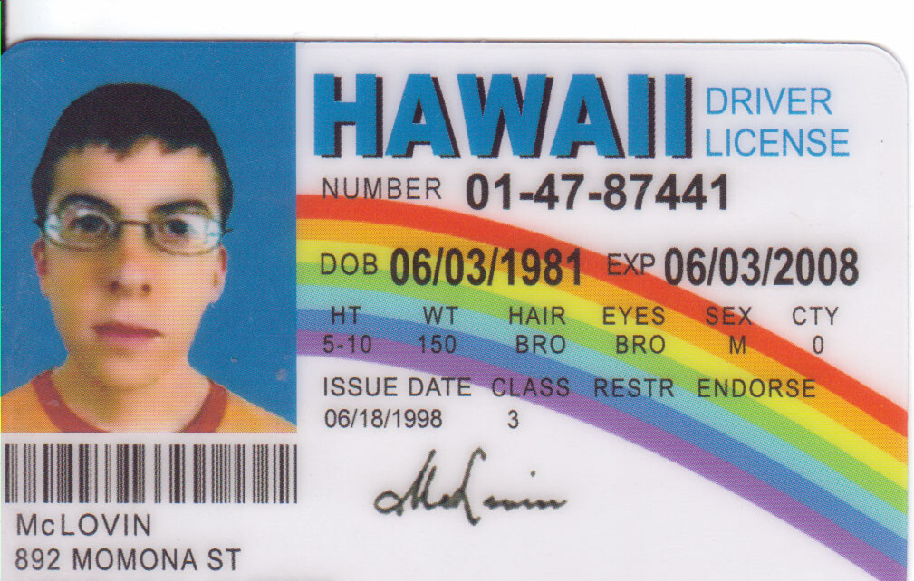 McLovin ID from Movie Superbad Fake Joke HIGH QUALITY