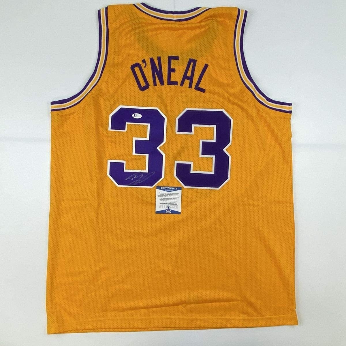Autographed/Signed Shaquille Shaq O'Neal LSU Yellow Jersey Beckett BAS COA Autographed/Signed Shaquille Shaq O'Neal LSU Yellow Jersey Beckett BAS COA