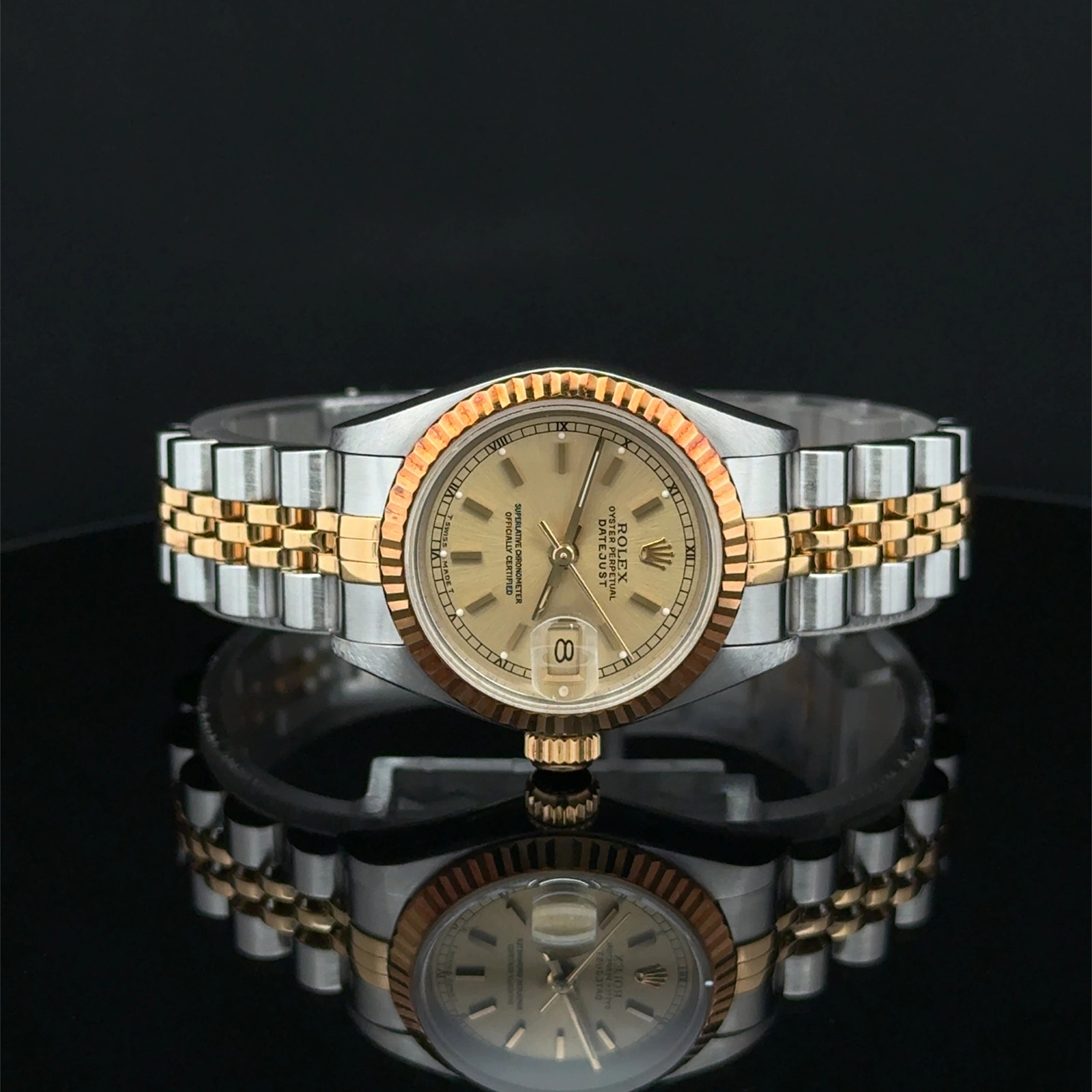 1996 Rolex Lady-Datejust Champagne Stick Jubilee 69173 Steel & YG