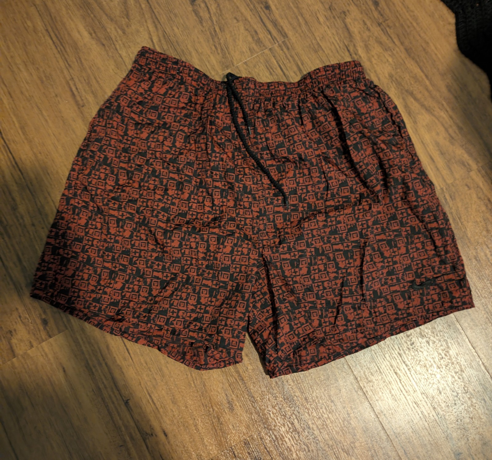 NIKE Vintage 90s Abstract Swim Trunks Liner Bathing Suit Mens XXL Crazy Print