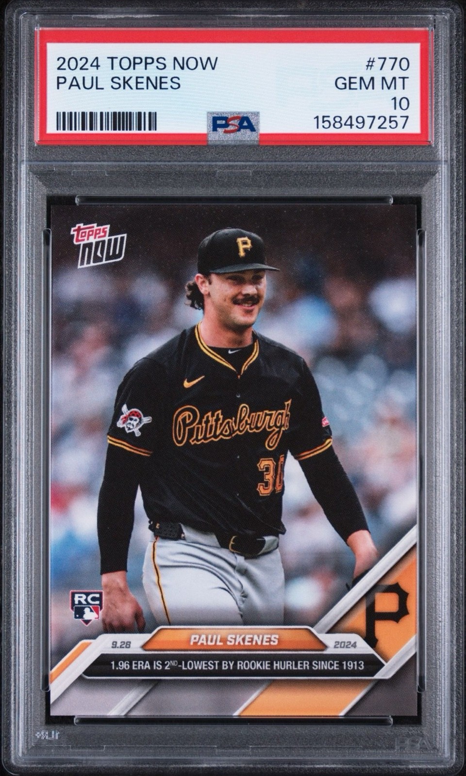 PSA 10 Paul Skenes 2024 Topps Now 1.96 ERA 2nd lowest #770 /32652 (RC) Pirates