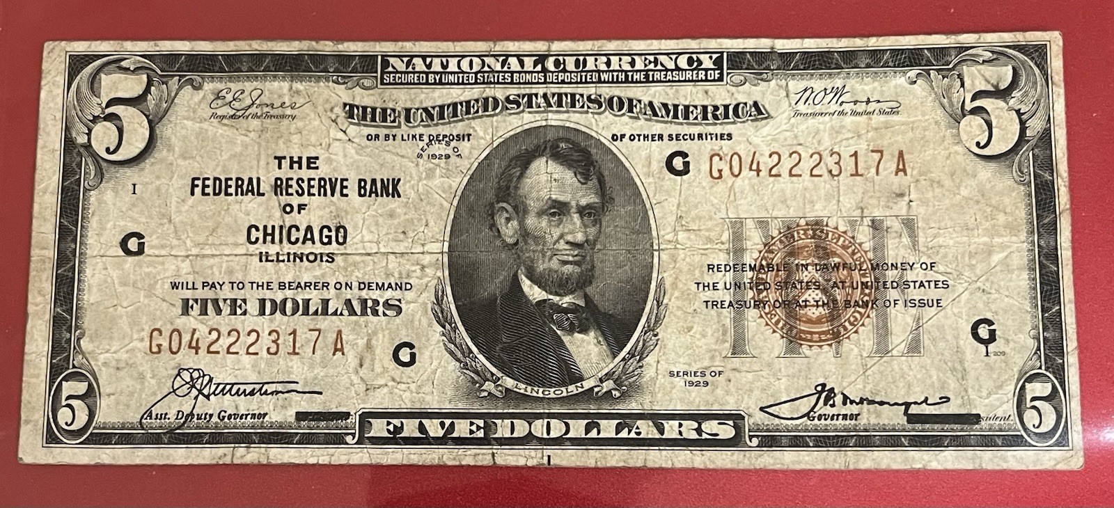 1929 $5 Fed Reserve Note Fancy Serial Semi-Scattered Ladder 3 of a Kind 1929 $5 Fed Reserve Note Fancy Serial Semi-Scattered Ladder 3 of a Kind
