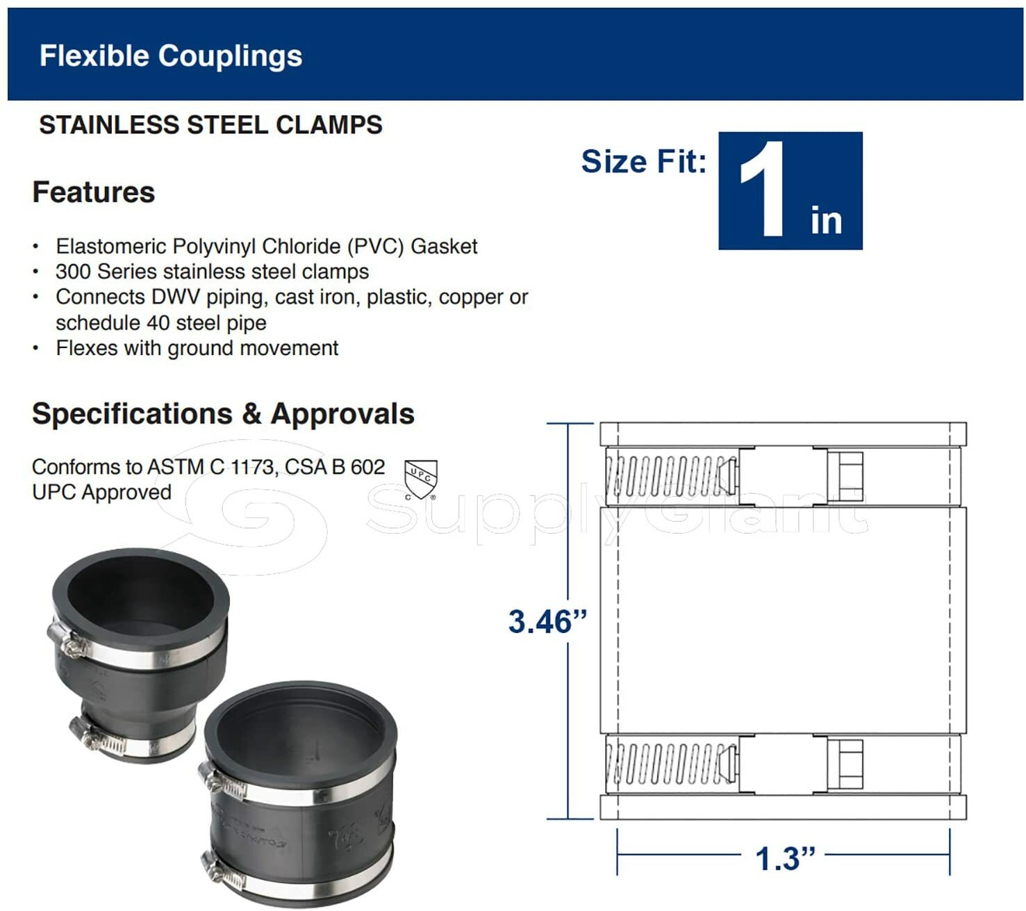 Flexible PVC Rubber Coupling Connectors with Stainless Steel Clamps 1\
