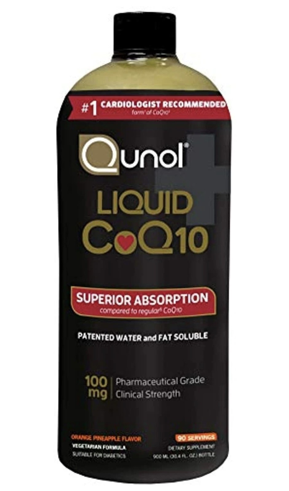 Qunol Liquid CoQ10 100mg Superior Absorptio Orange Pineapple 90 Svgs Exp 10/2028