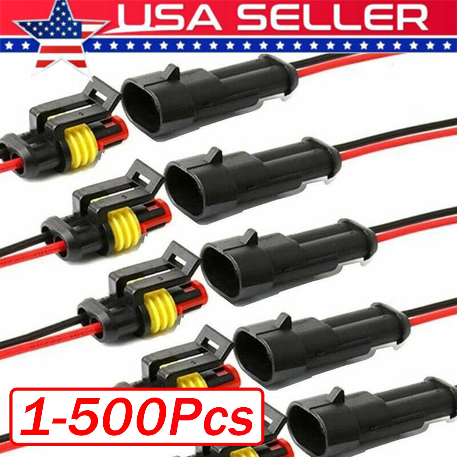 2Pin Way Car Waterproof Male Female Electrical Connector Plug Wire Kit Set Lot 2Pin Way Car Waterproof Male Female Electrical Connector Plug Wire Kit Set Lot