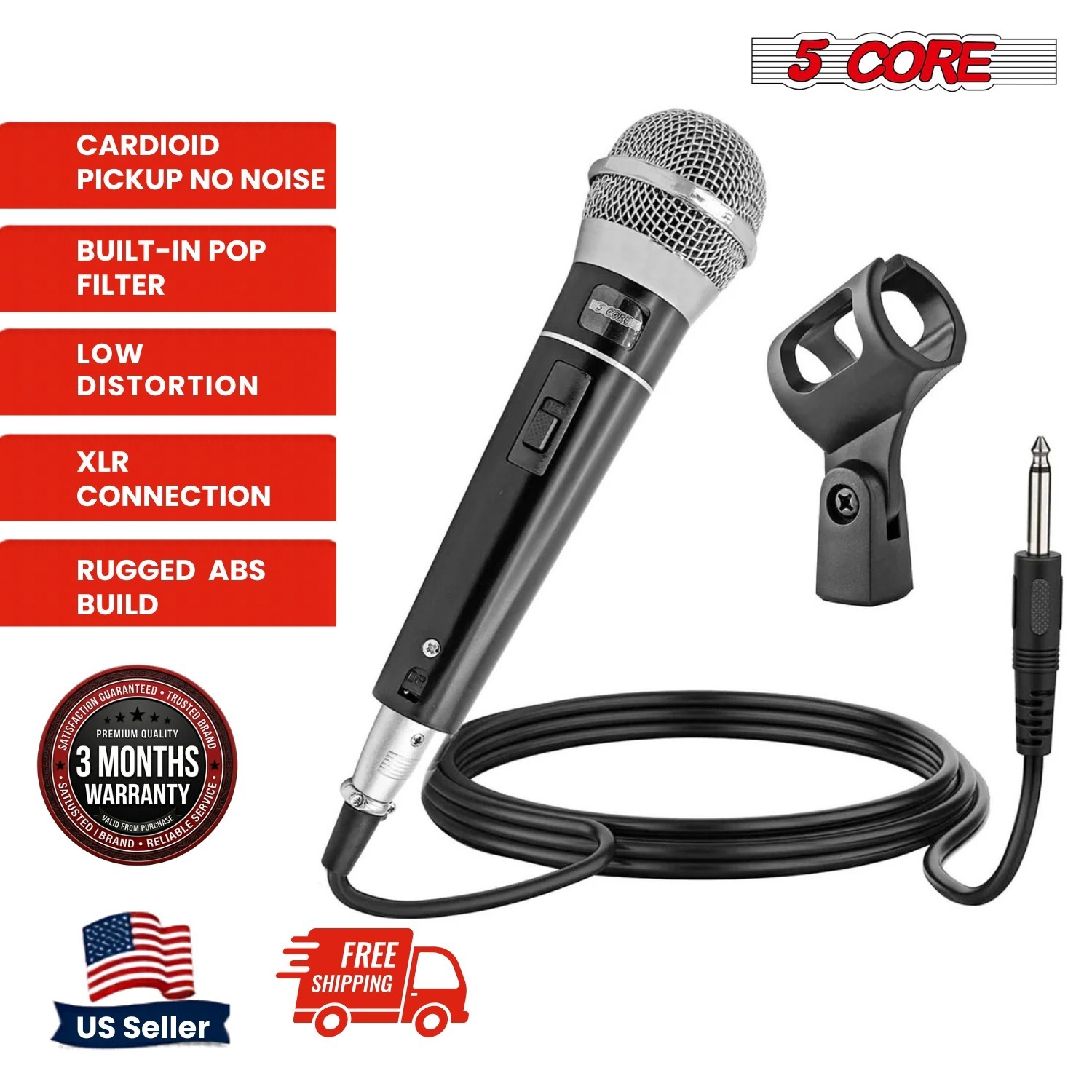 5Core XLR Microphone Dynamic Mic Karaoke Singing Studio Mics Handheld Microfono 5Core XLR Microphone Dynamic Mic Karaoke Singing Studio Mics Handheld Microfono