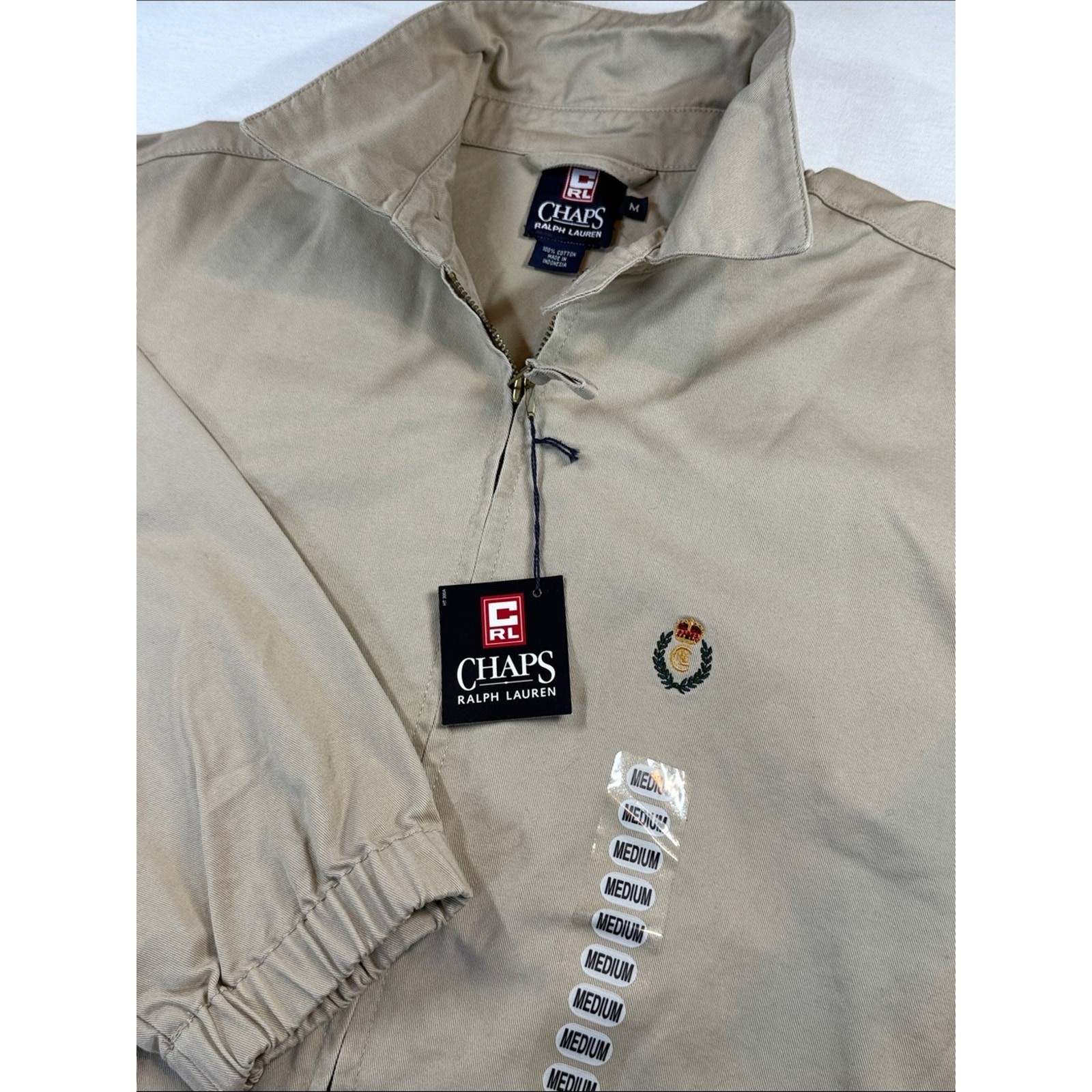 Chaps Ralph Lauren Harrington Jacket 90s Vintage Khaki Tan Lightweight NWT M
