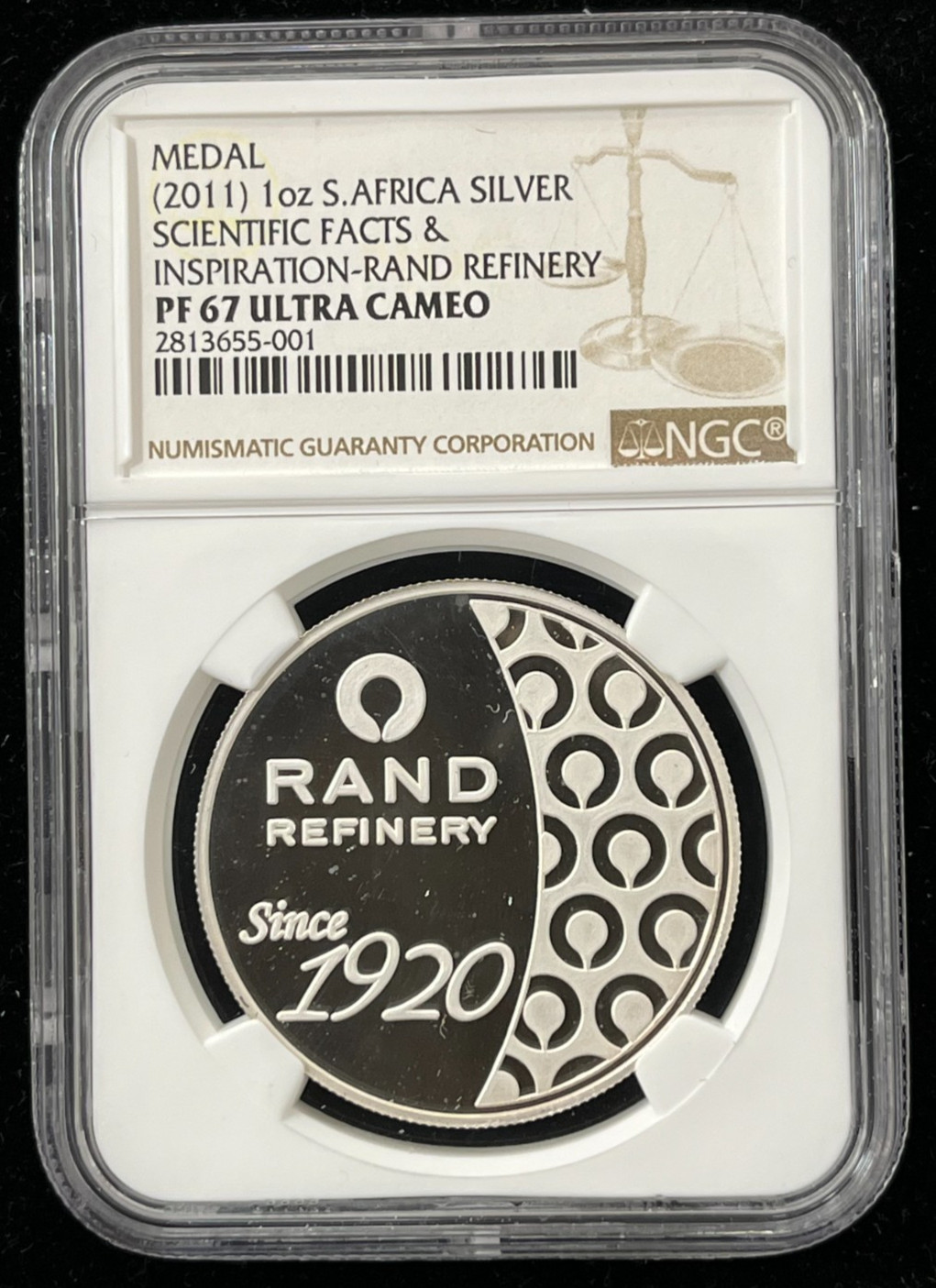 Rare 2011 S Africa 1oz Silver Scientific Facts & Inspiration Rand Refinery PF67