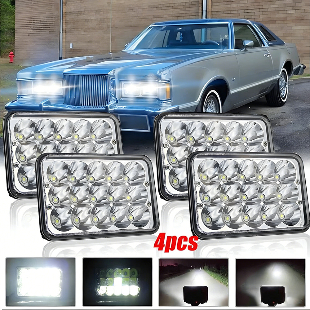 4pcs 4x6'' inch LED Headlights Hi/Lo Beam Fit Mercury Cougar Marquis 1977-1986
