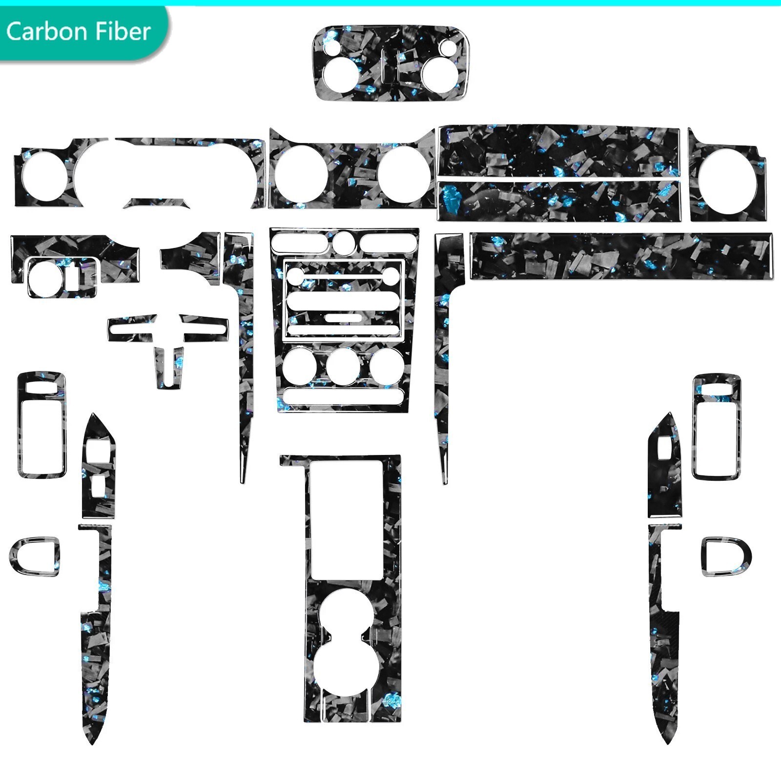 34Blue forged carbon fibre kit full car intrior suitable for Ford Mustang 05-09