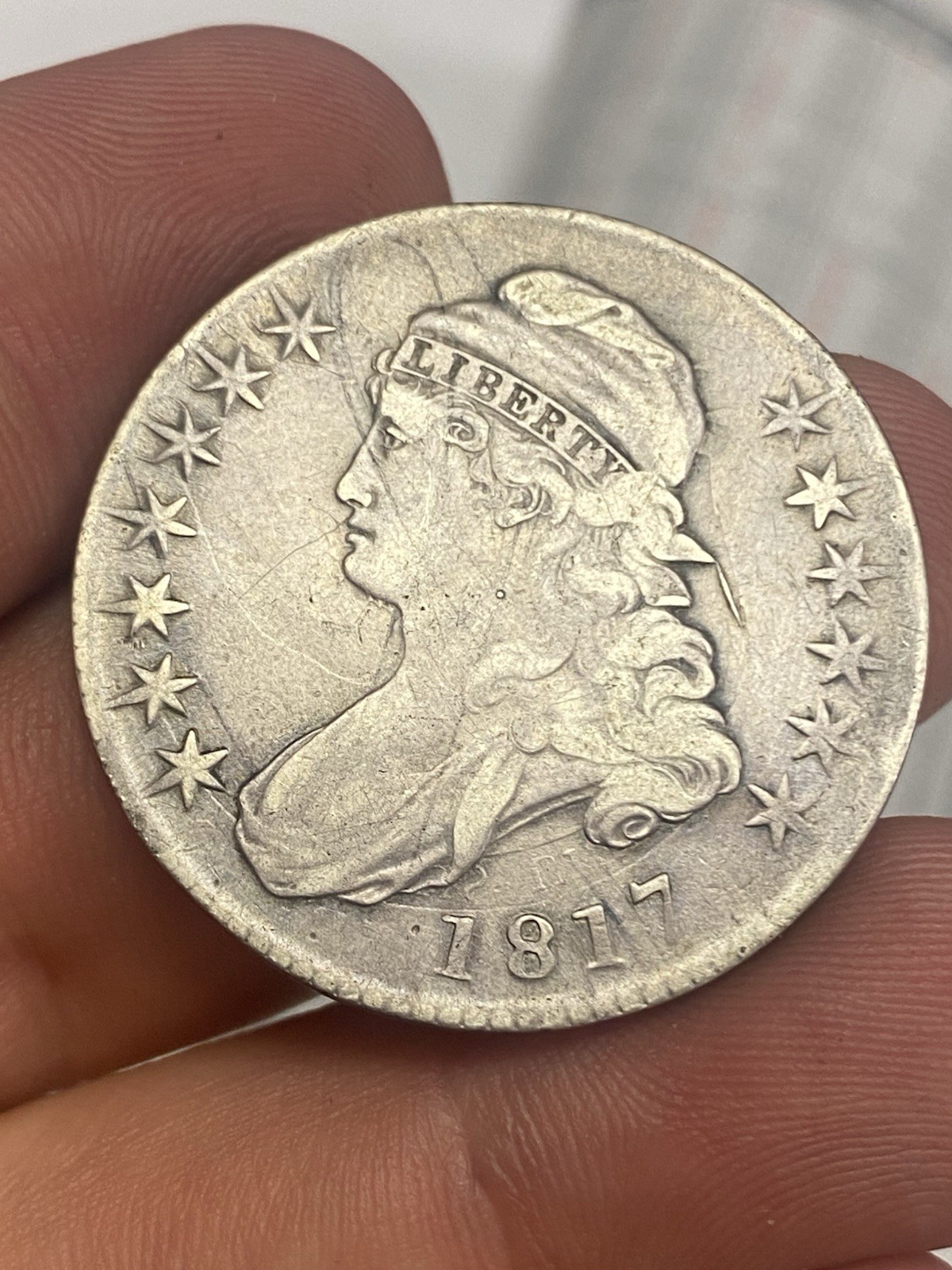 1817 O-111a Heavy Clashed Dies U.S Silver Bust Half Dollar**** Rare + High Grade