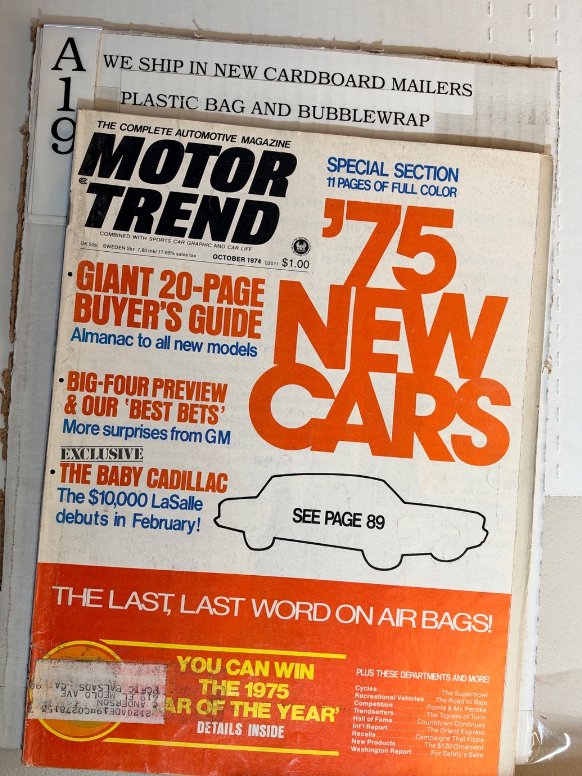 Vintage Motor Trend Magazine October 1974