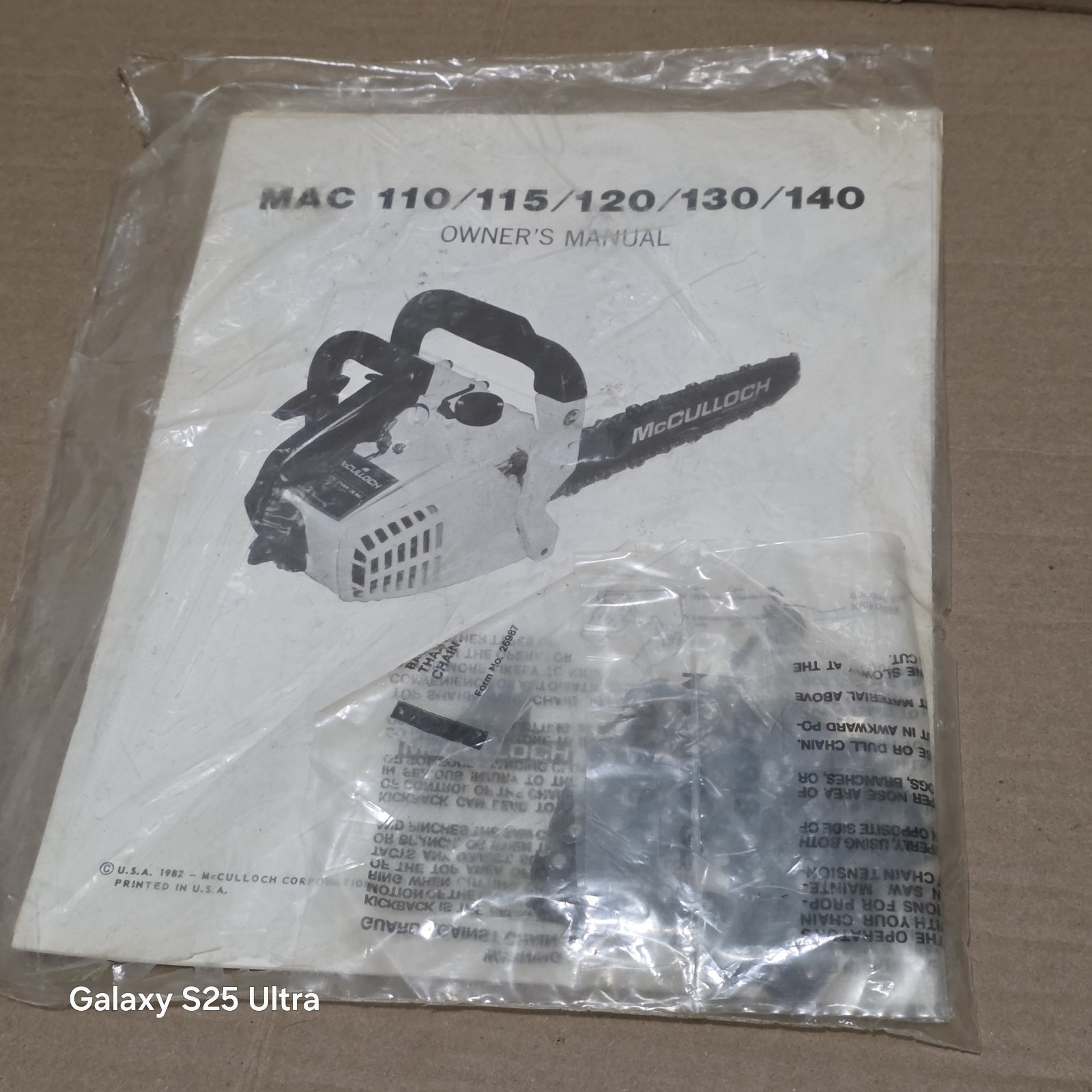 Vintage 1983 Mac 110/115/120/130/140 Owners Manual With Chain