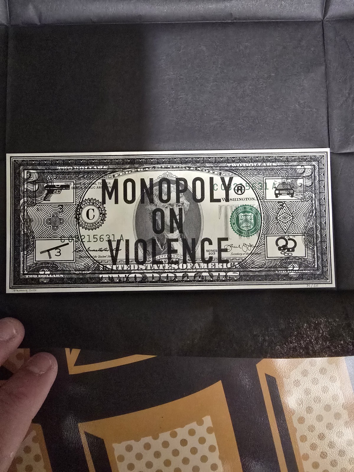 Penny Monopoly On Violence Print (Onepennypiece) Street, Stencil Art /50 $2-bill