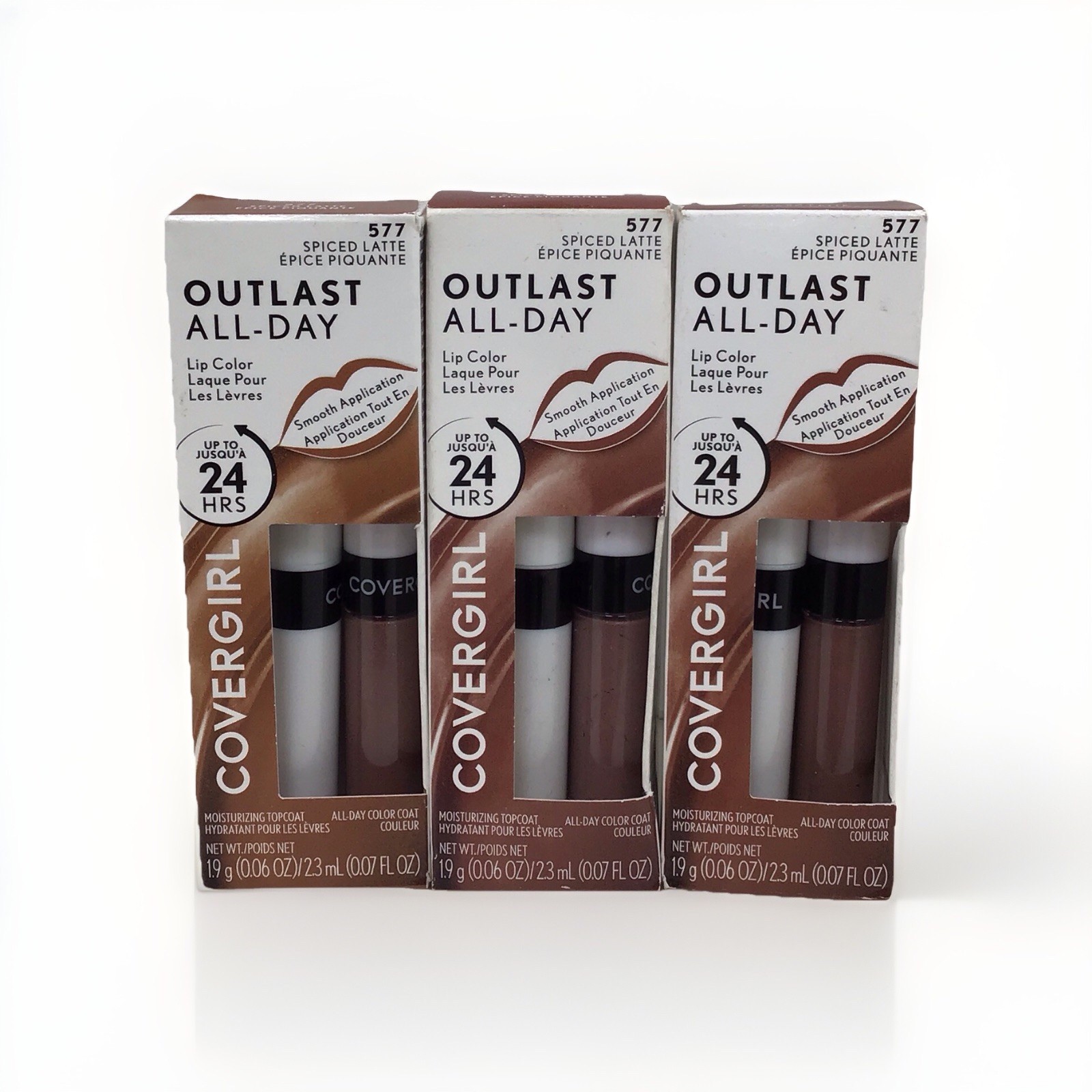 3X COVERGIRL OUTLAST ALL-DAY LIP COLOR #577 SPICED LATTE 0.06 OZ EACH