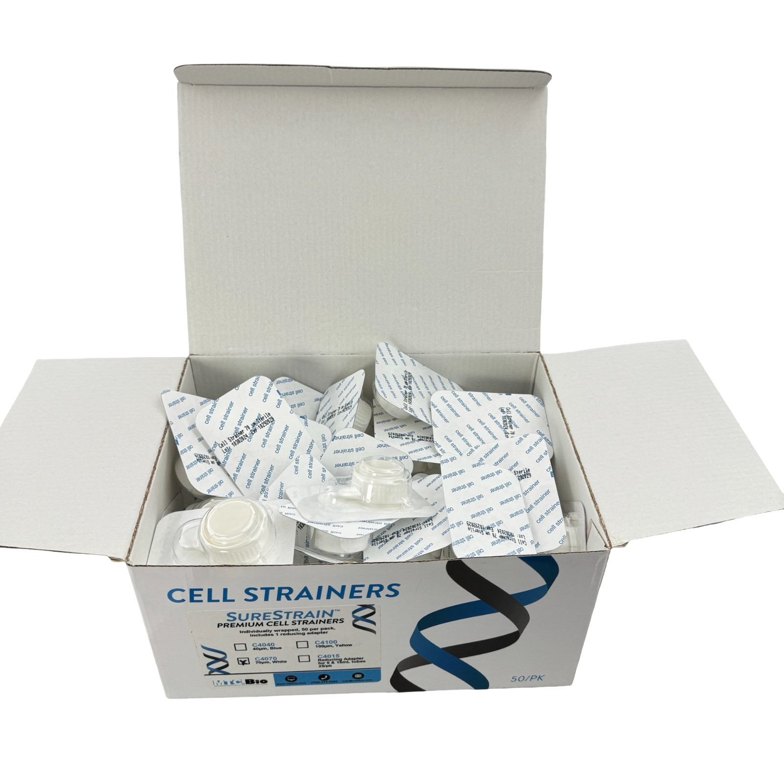 MTC Bio C4070 SureStrain 70um Cell Strainer Sterile White 50/PK EXP 10/2029
