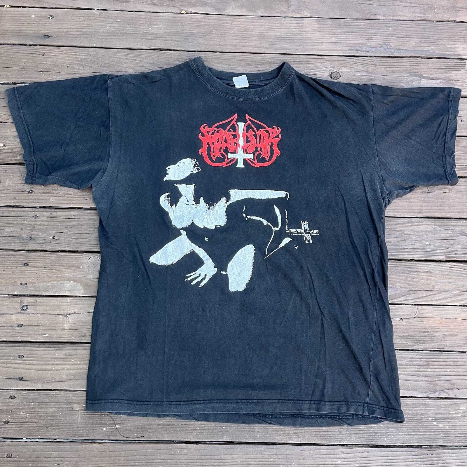 Marduk F Me Jesus Black Metal Vintage Band Shirt Faded Black XL