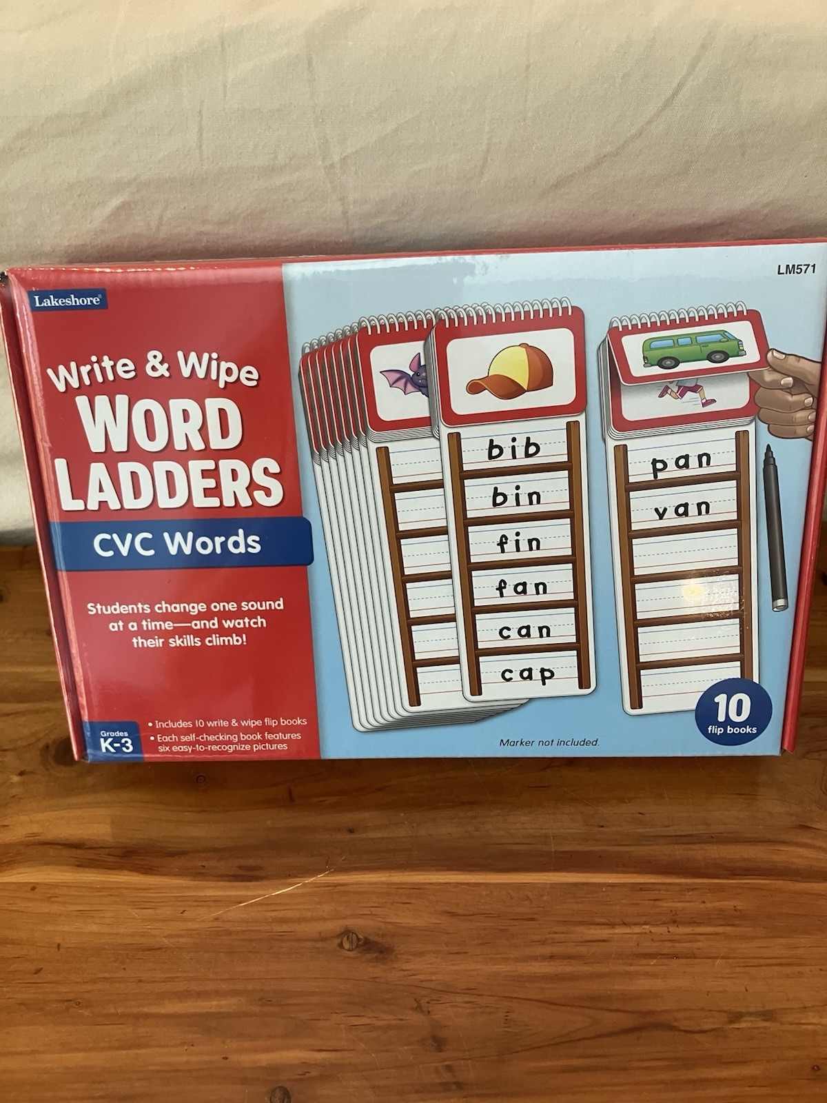 Lakeshore Write & Wipe Word Ladders CVC Words 10 Flip Books K-3 LM571 NEW