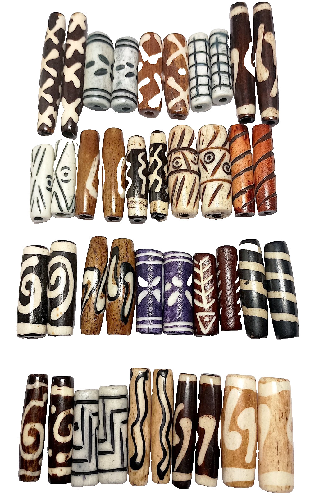 Buffalo Bone Beads, Assorted, 40 Pcs, 20 Pairs, 1\ Buffalo Bone Beads, Assorted, 40 Pcs, 20 Pairs, 1\