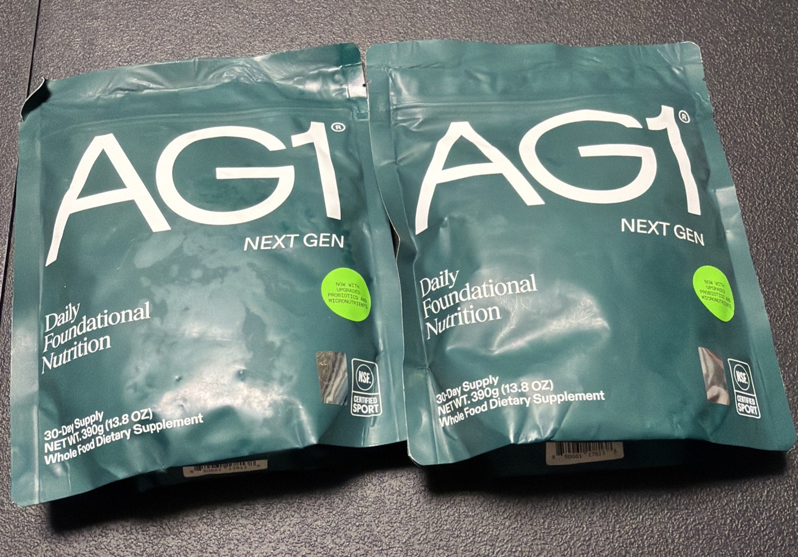 2- AG1 Next Gen Athletic Green 30 Day Supply 13.8 Oz Expires 10/2026 New 390g