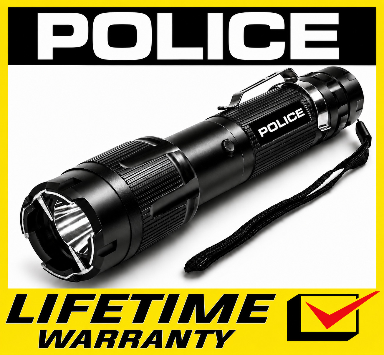 POLICE Stun Gun 1159 Max Volt Metal Self Defense Rechargeable LED Flashlight