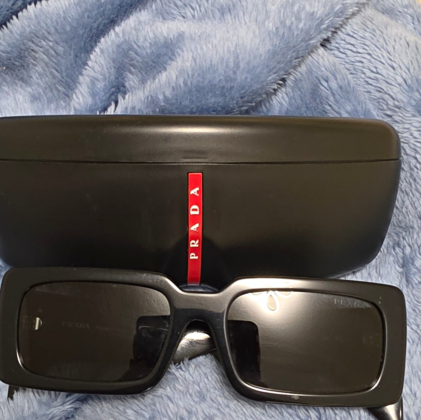 Prada SPR A07-F 1AB Rectangular Black Plastic Gray Tinted 54-18 145 Prada SPR A07-F 1AB Rectangular Black Plastic Gray Tinted 54-18 145
