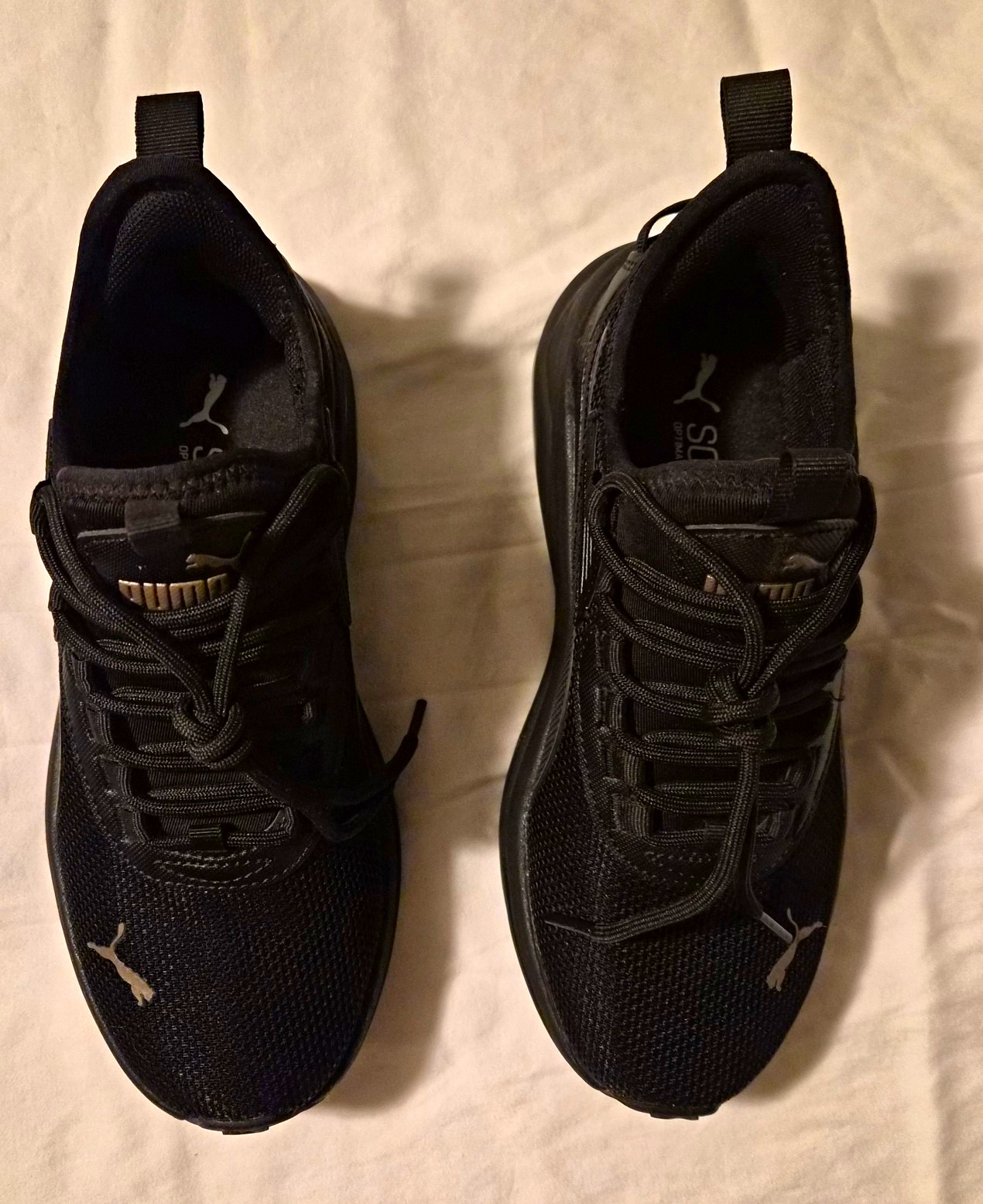 PUMA Softride Black Low Top Lace-Up Sneakers Mesh Upper Rubber Outsole