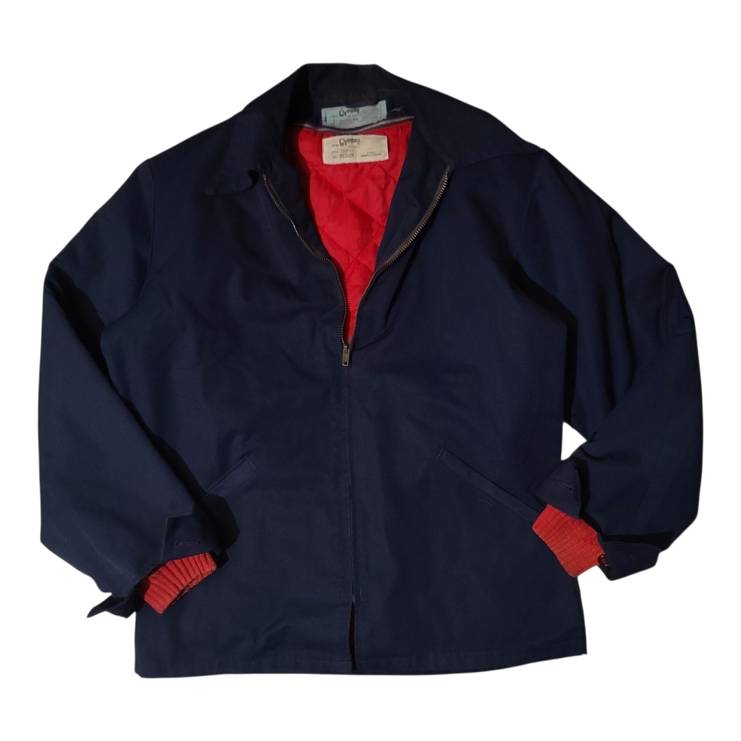 Vintage 60s 70s Mechanic Quilted Work Jacket Talon Zipper Size Medium