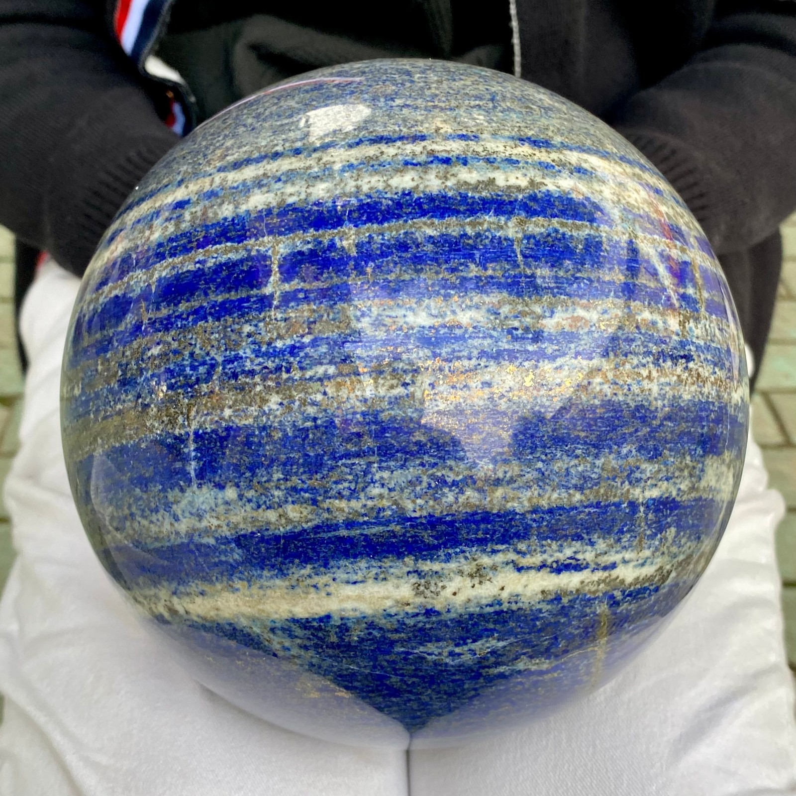 18.38LB Large Natural Lapis lazuli jasper Quartz Sphere Crystal Ball Reiki heal