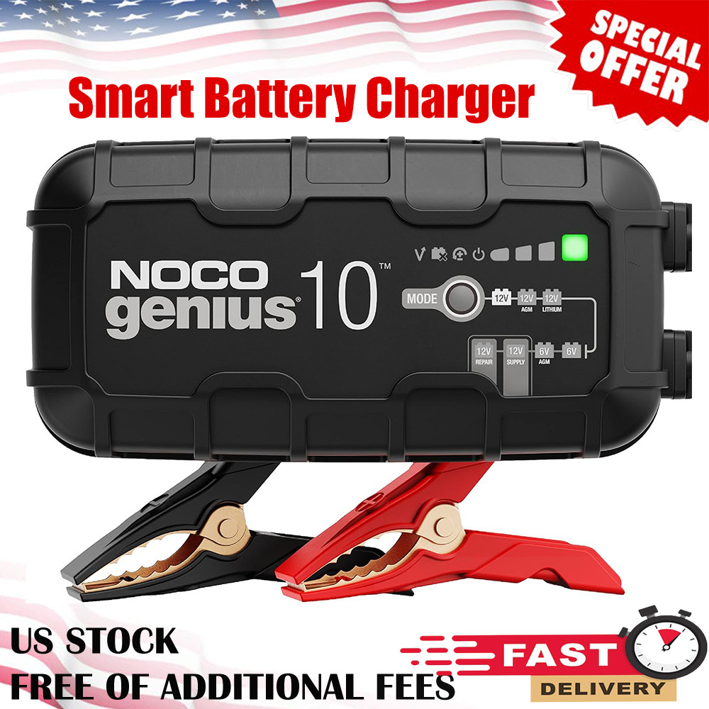 NO.CO GENIUS10 10A 6/12V Smart Battery Charger, Trickle Charger & Maintainer
