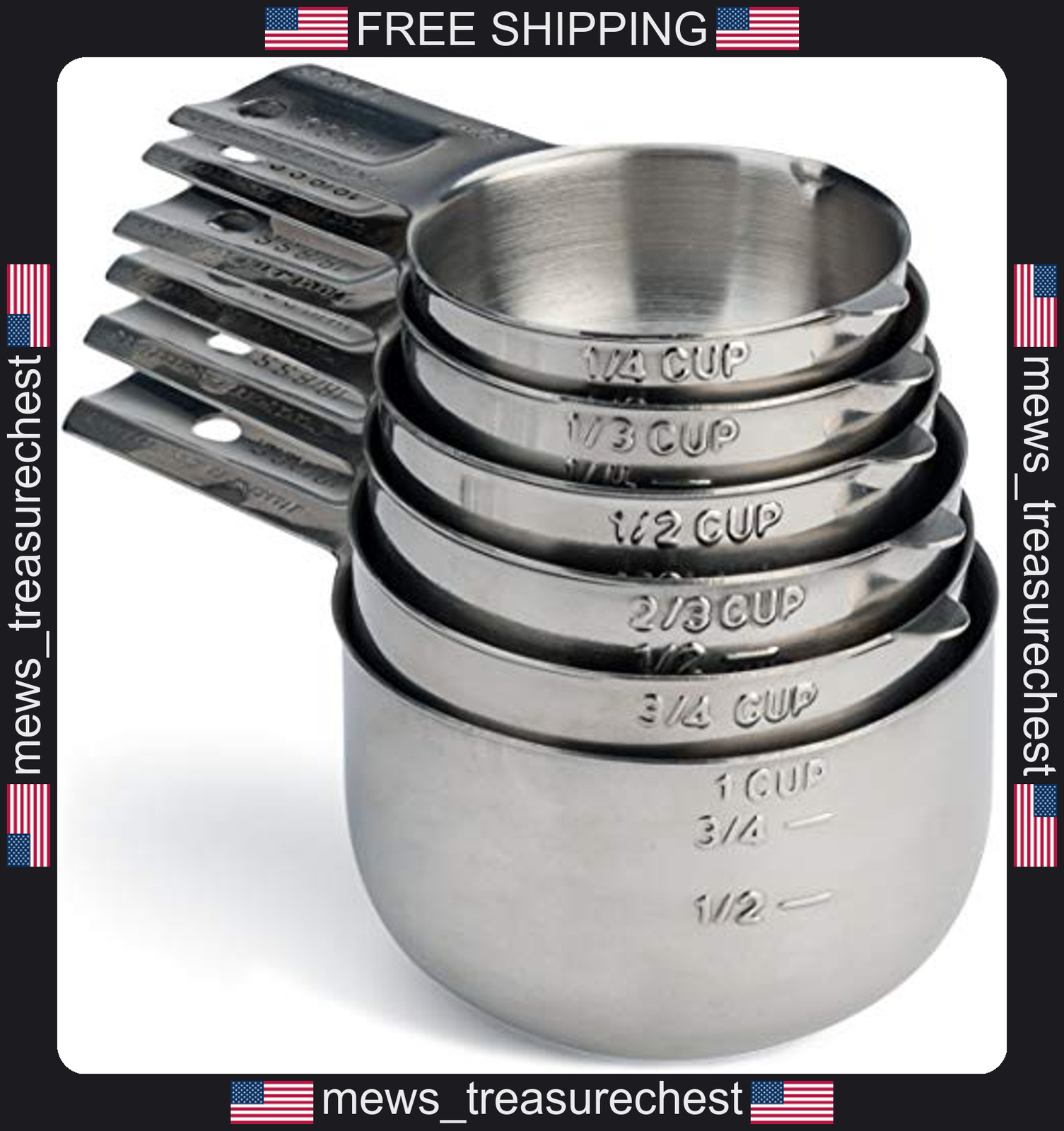 Hudson Essentials Stainless Steel Measuring Cups Set 6 Piece Kitchen Utensils