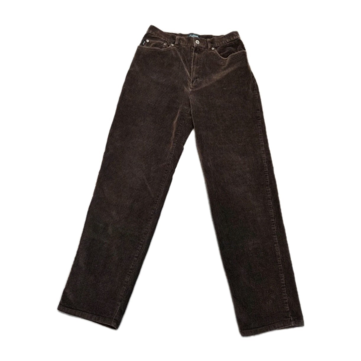 VTG Y2K Lauren Ralph Lauren Dark Brown Corduroy Straight Leg Pants Sz 8 Stretch
