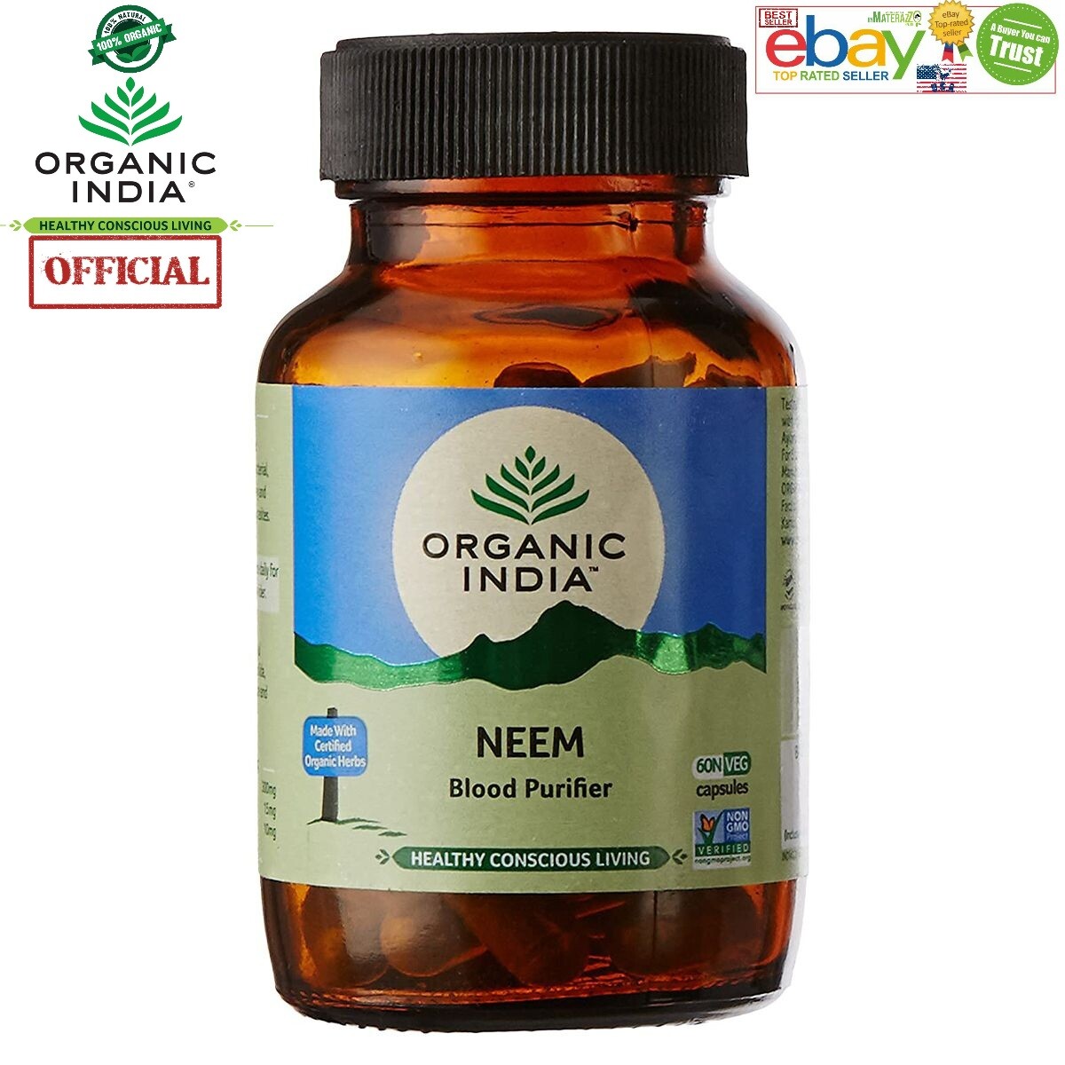 Organic India Neem USA OFFICIAL Vegetarian Botanical 100% Herbs Pure New