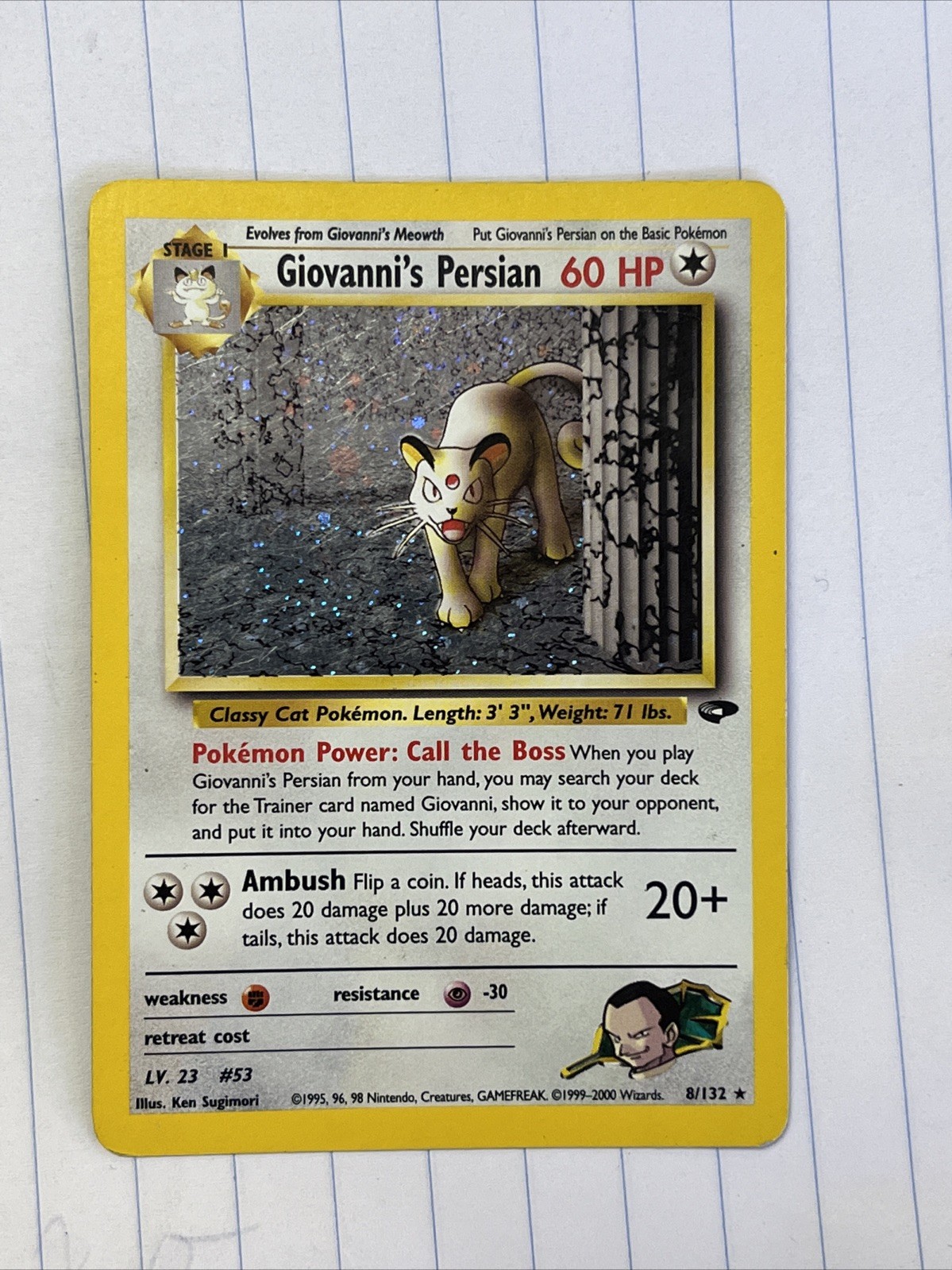 Pokemon TCG Gym Challenge Giovanni\'s Persian Holo 8/132 - LP Pokemon TCG Gym Challenge Giovanni\'s Persian Holo 8/132 - LP