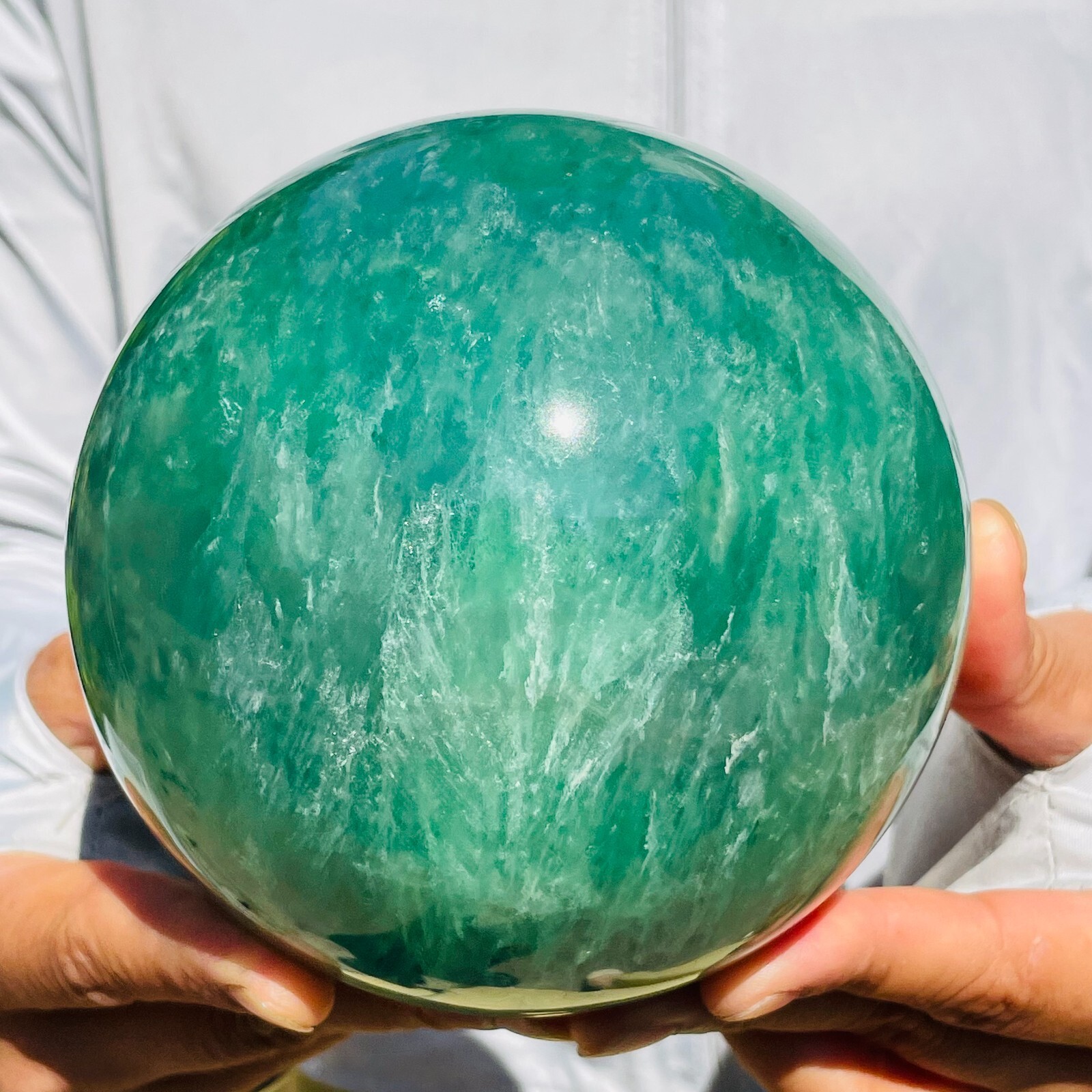 6.0lb Large Natural Clear Green Fluorite Sphere Crystal Ball Specimen Healing