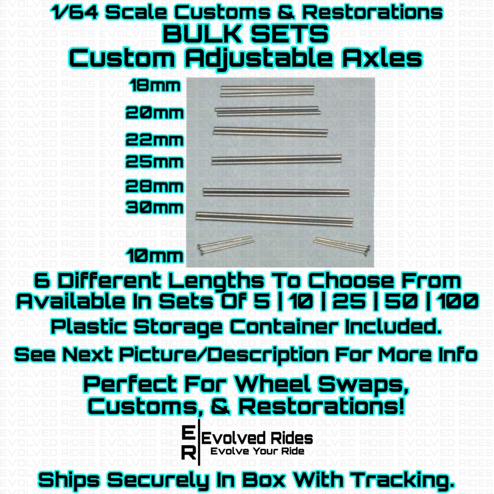 Axles BULK Sets For 1/64 Scale Custom Restoration Wheels