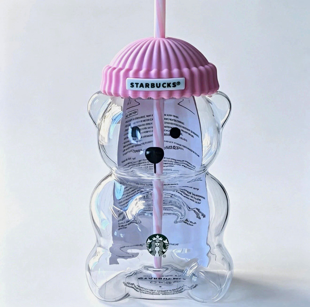 Starbucks Bear Shaped Glass Cold Cup Tumbler Pink or Green Lid & Straw 20 oz NIB Starbucks Bear Shaped Glass Cold Cup Tumbler Pink or Green Lid & Straw 20 oz NIB