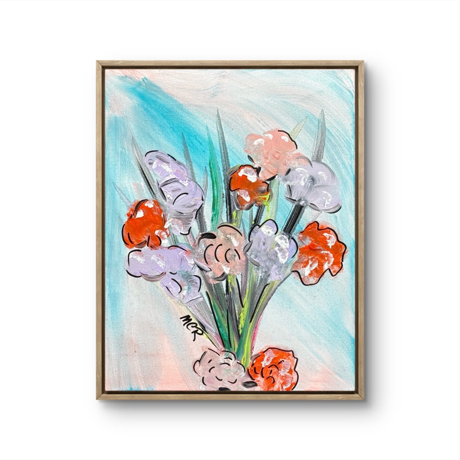Original Signed Mixed Media First Flowers-7 Series Painting 11x14 Home Decor