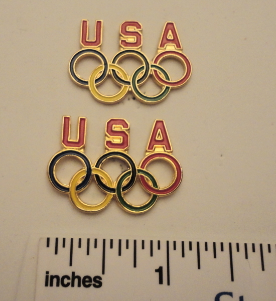 TWO Vintage USOC Lapel Pins -  Official TEAM USA OLYMPIC Pins 1990s ERA