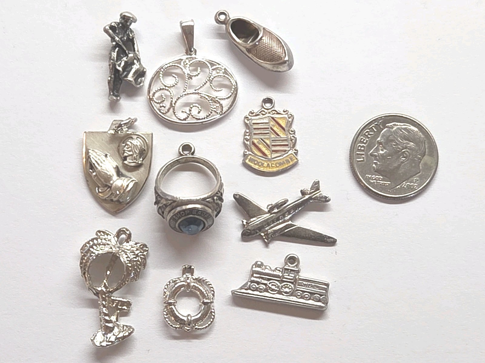 Sterling Silver ~ Lot Of 10 ~ 9 CHARMS & 1 Pendant ~ 16.9 + Grams ~ VINTAGE Sterling Silver ~ Lot Of 10 ~ 9 CHARMS & 1 Pendant ~ 16.9 + Grams ~ VINTAGE