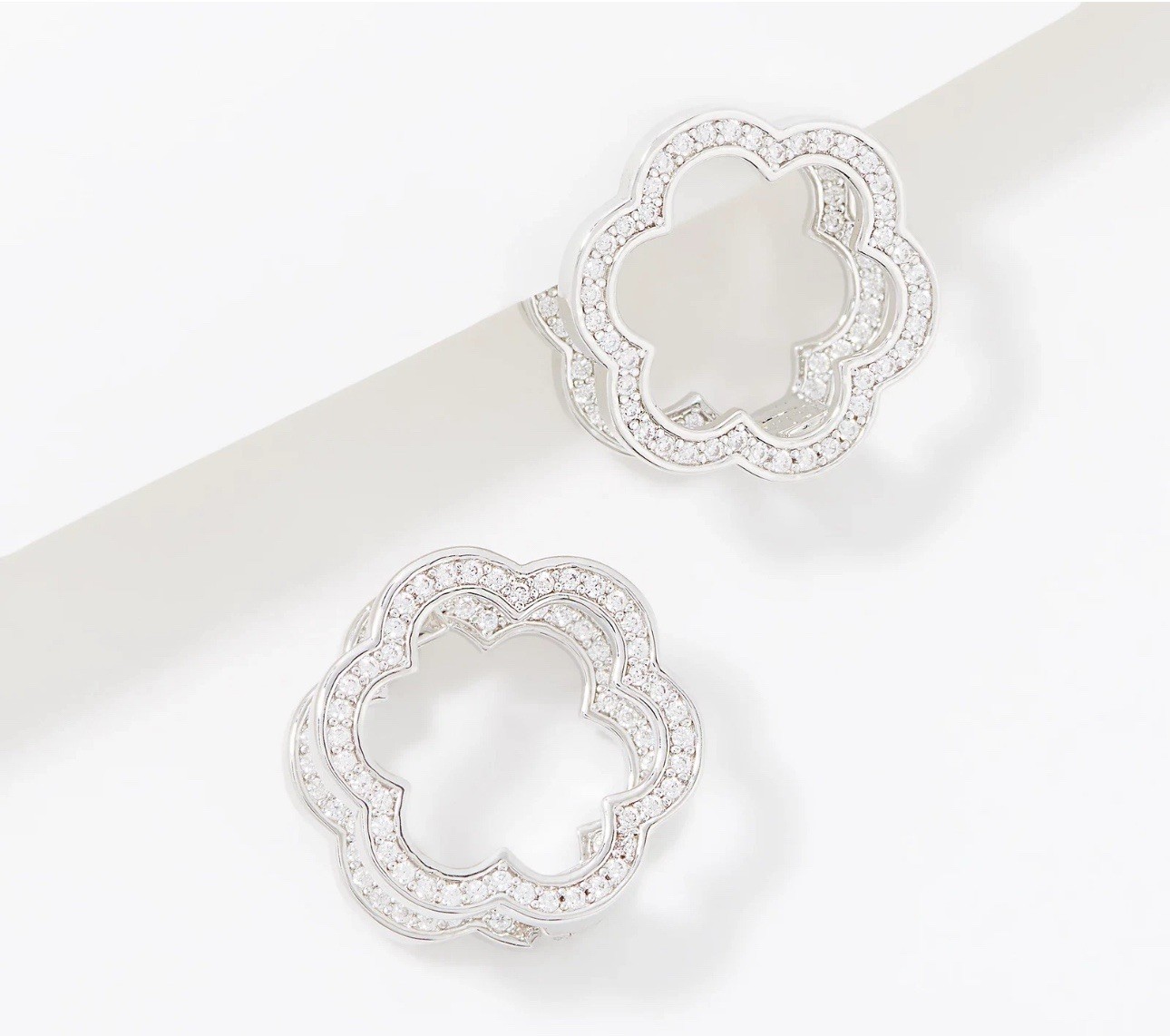 Diamonique x Lisa Freede Pave Flower Huggie Hoop Earrings Diamonique x Lisa Freede Pave Flower Huggie Hoop Earrings