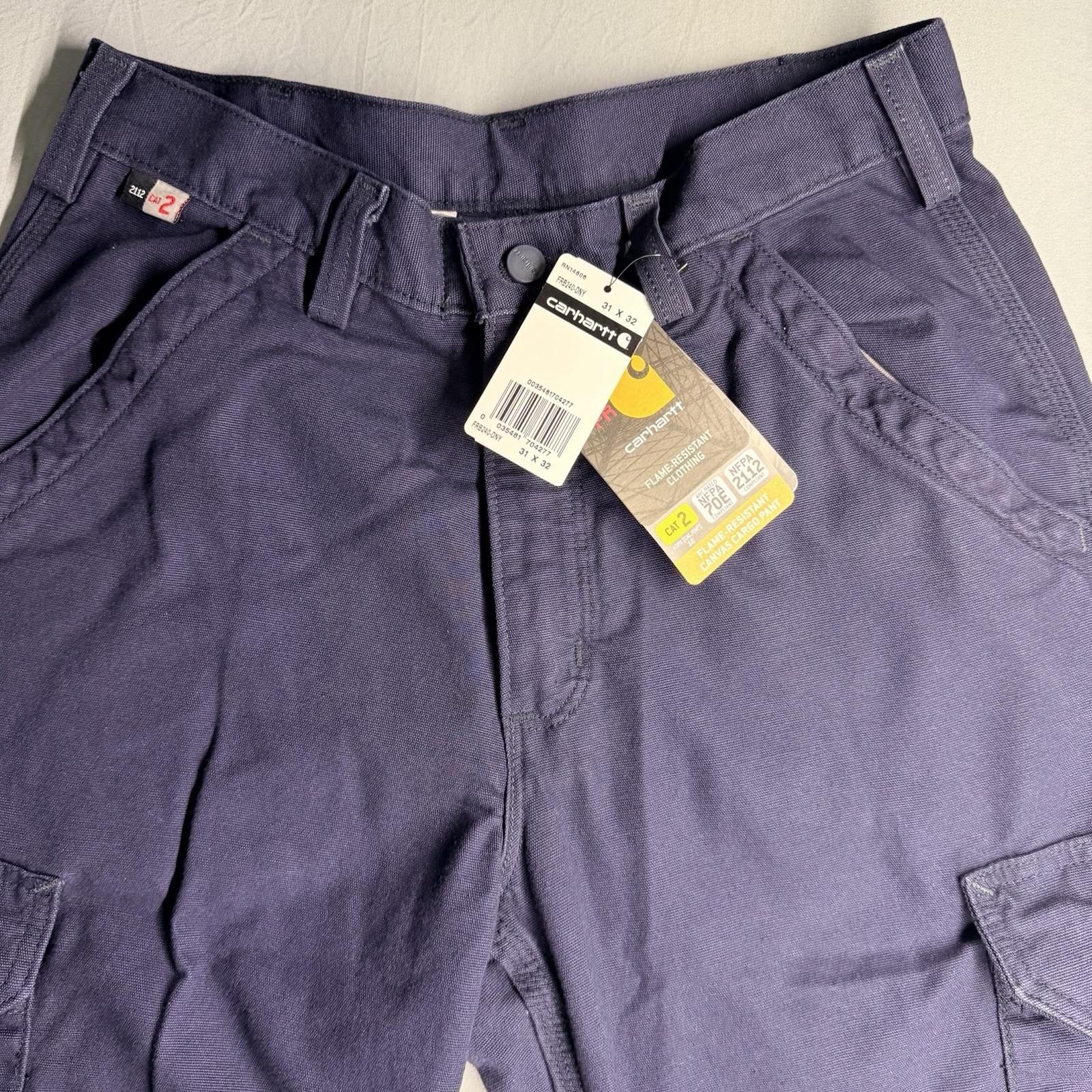 NWT  Carhartt Flame Resistant Canvas Original Fit Navy Blue 31x32