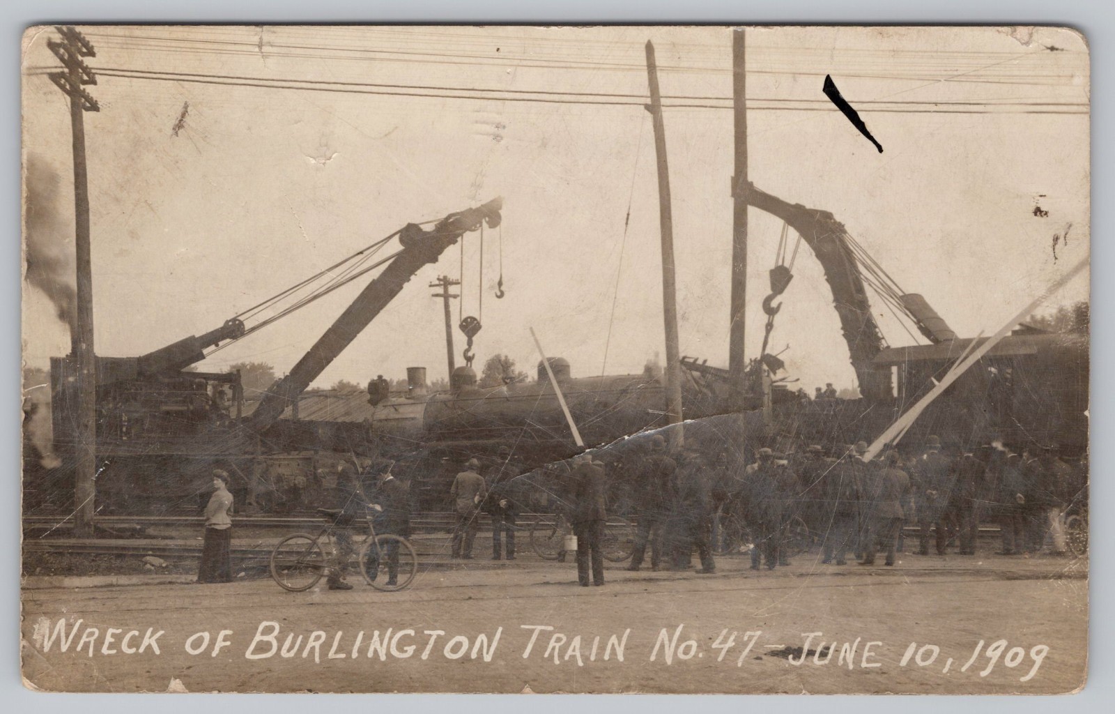 RPPC Wreck of Burlington Train No. 47 June 10 1909 CB&Q Railroad Illinois RPPC Wreck of Burlington Train No. 47 June 10 1909 CB&Q Railroad Illinois