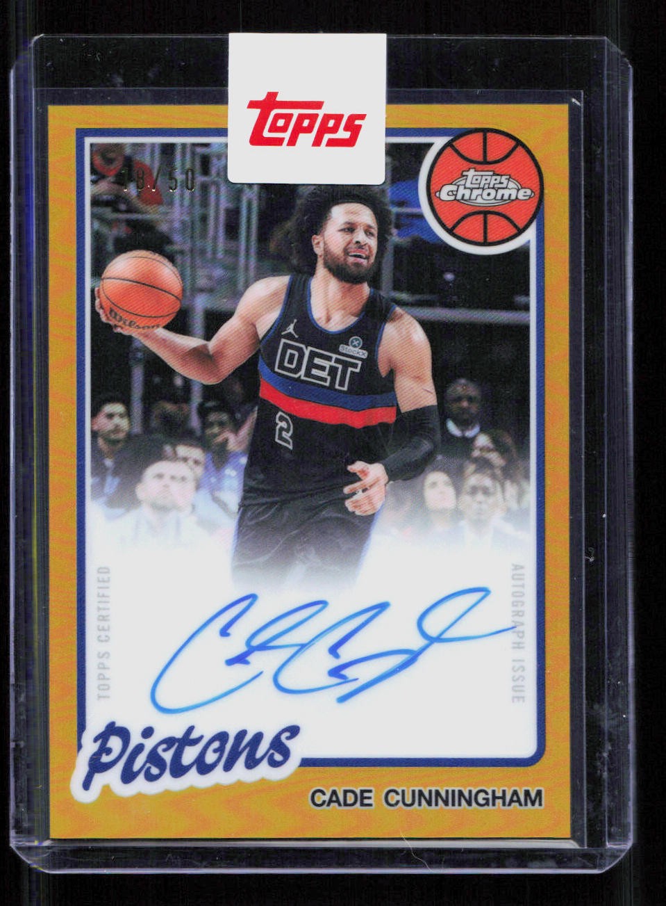Cade Cunningham 2025-26 Topps Chrome #80TBA-CCU Gold 1980-81 Topps Autograph /50