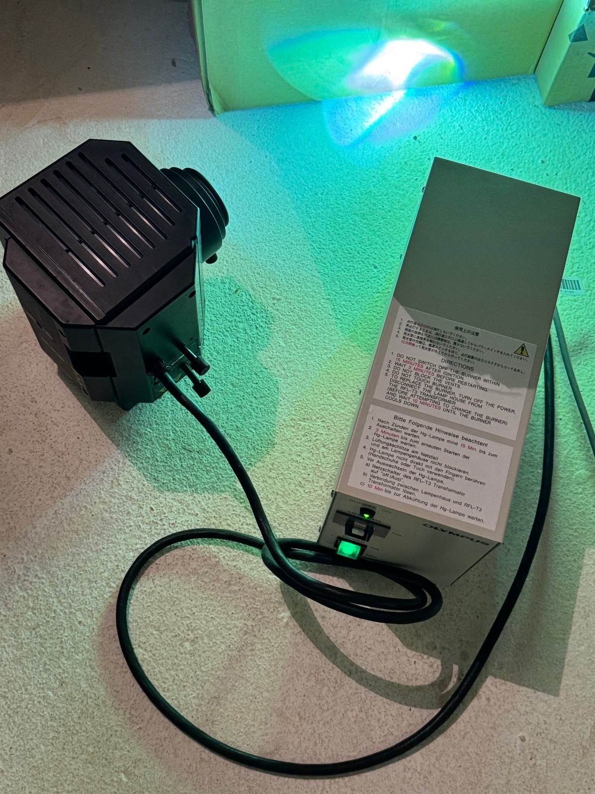 EUC Olympus Microscope 100W Light Source U-LH100HGAPO & Power Supply BH2-RFL-T3