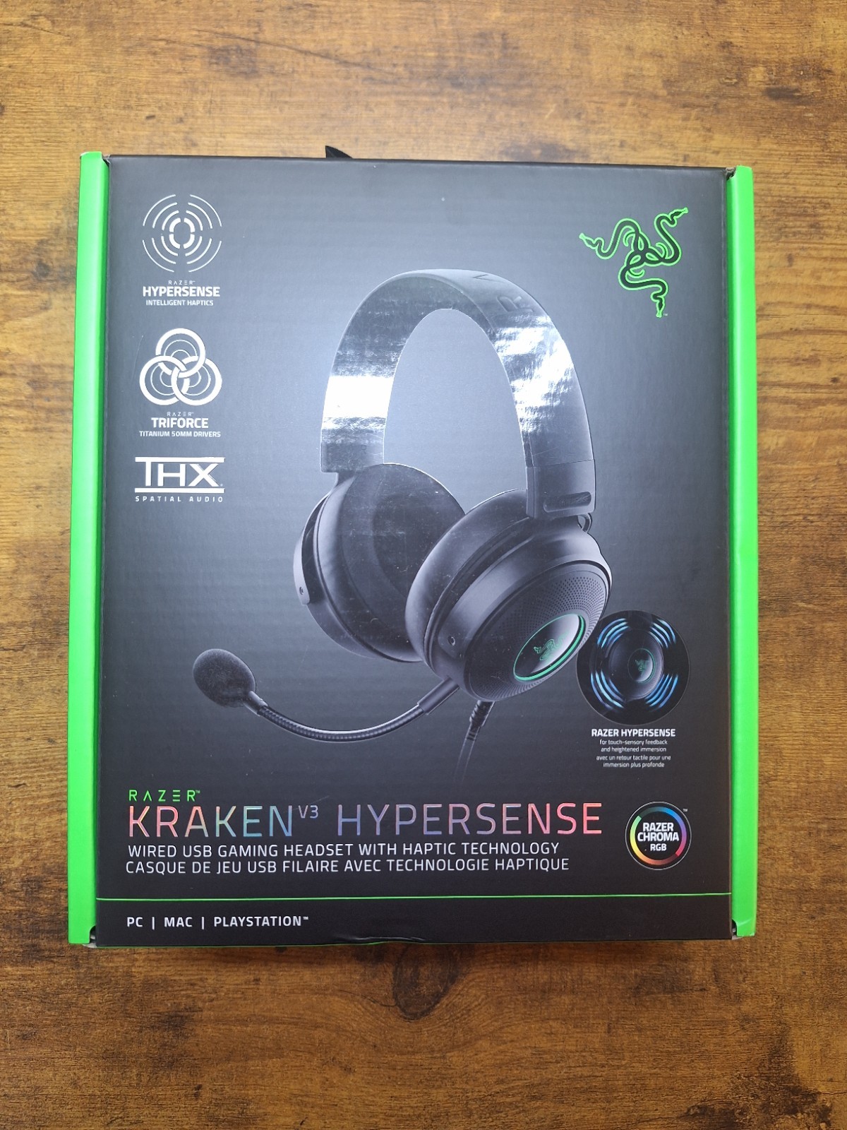 Razer Kraken V3 HyperSense Wired USB Gaming Headset - Black (New)